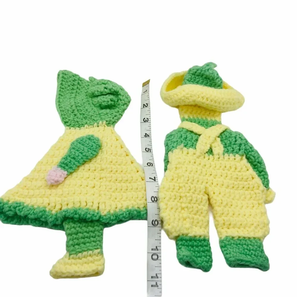 Sunbonnet Sue And Sam Hanging Potholders Retro Style Handmade Green Yellow